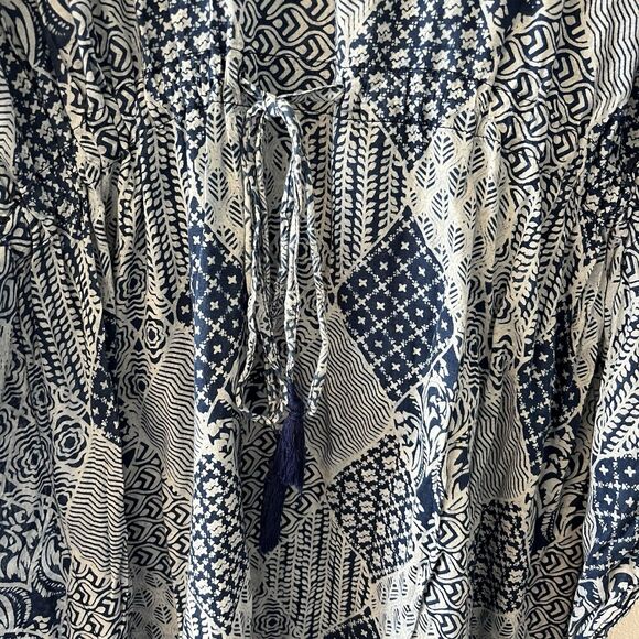 World Market Women’s Kaftan One Size Dress Cover-Up Blue Patchwork Prink Boho - Picture 5 of 13